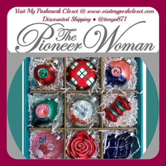 2022 🦋 New Pioneer Woman 9 Piece Glass Ornament Box Set - Picture 1 of 14